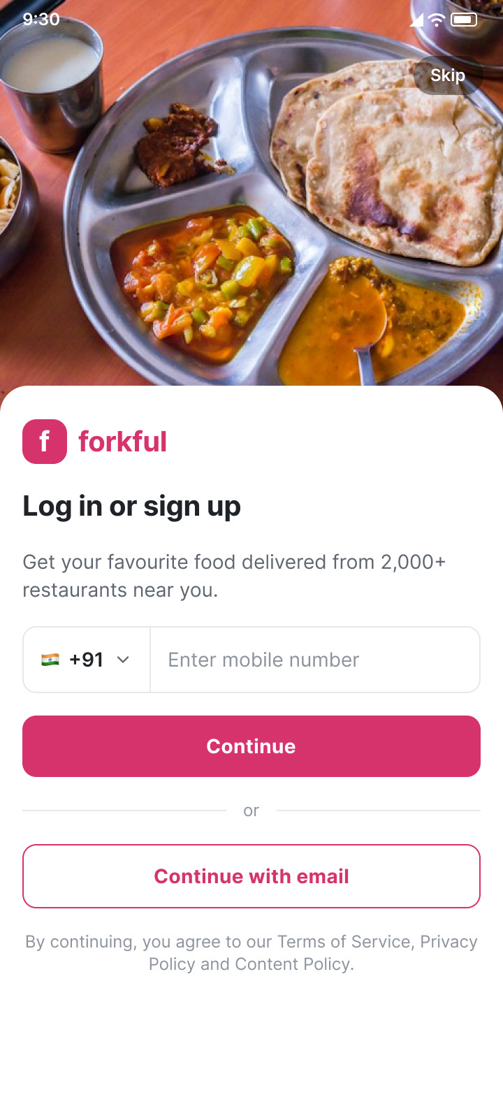 Forkful: Sign in
