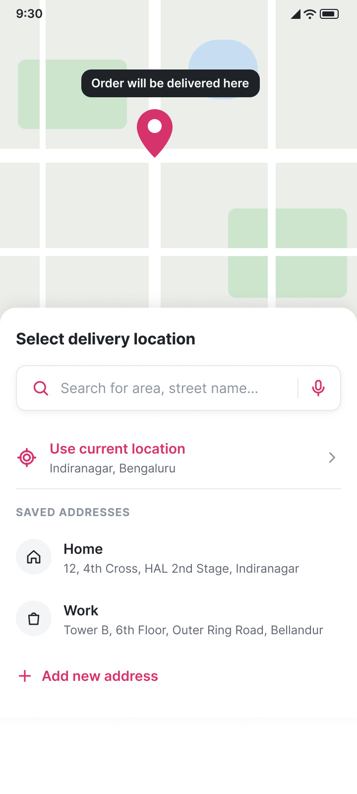Forkful: Delivery location