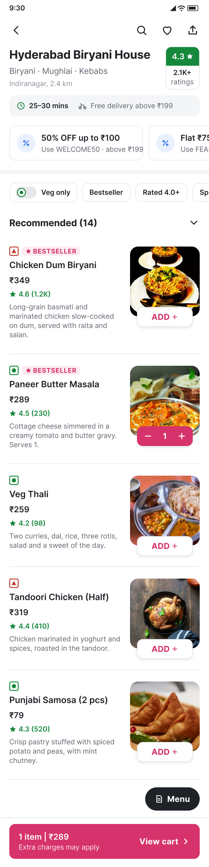 Forkful: Restaurant menu