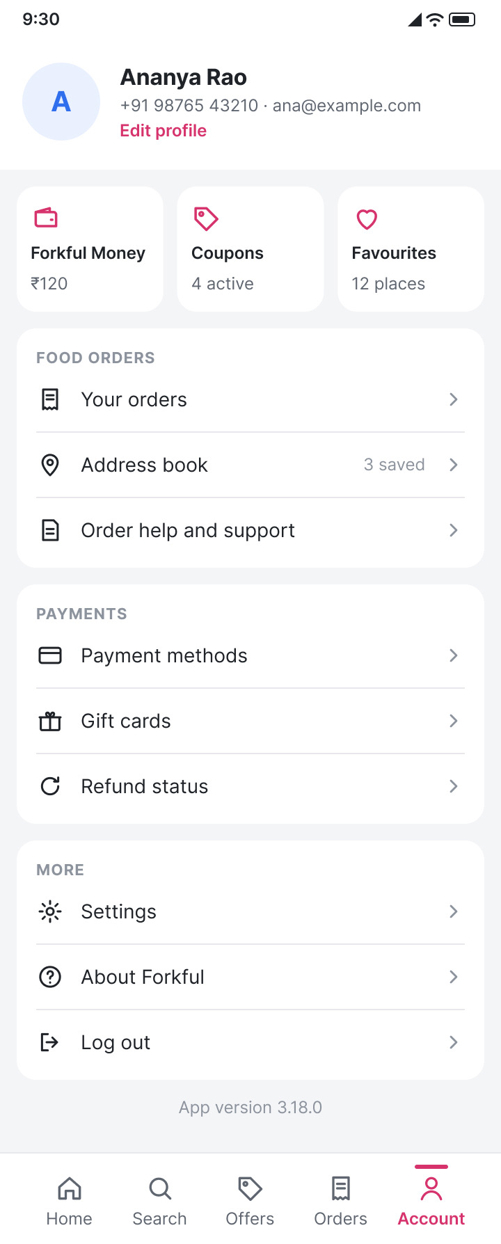 Forkful: Account