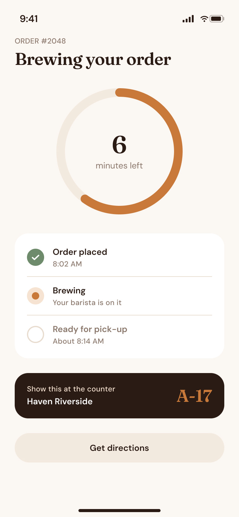 Haven: Order status