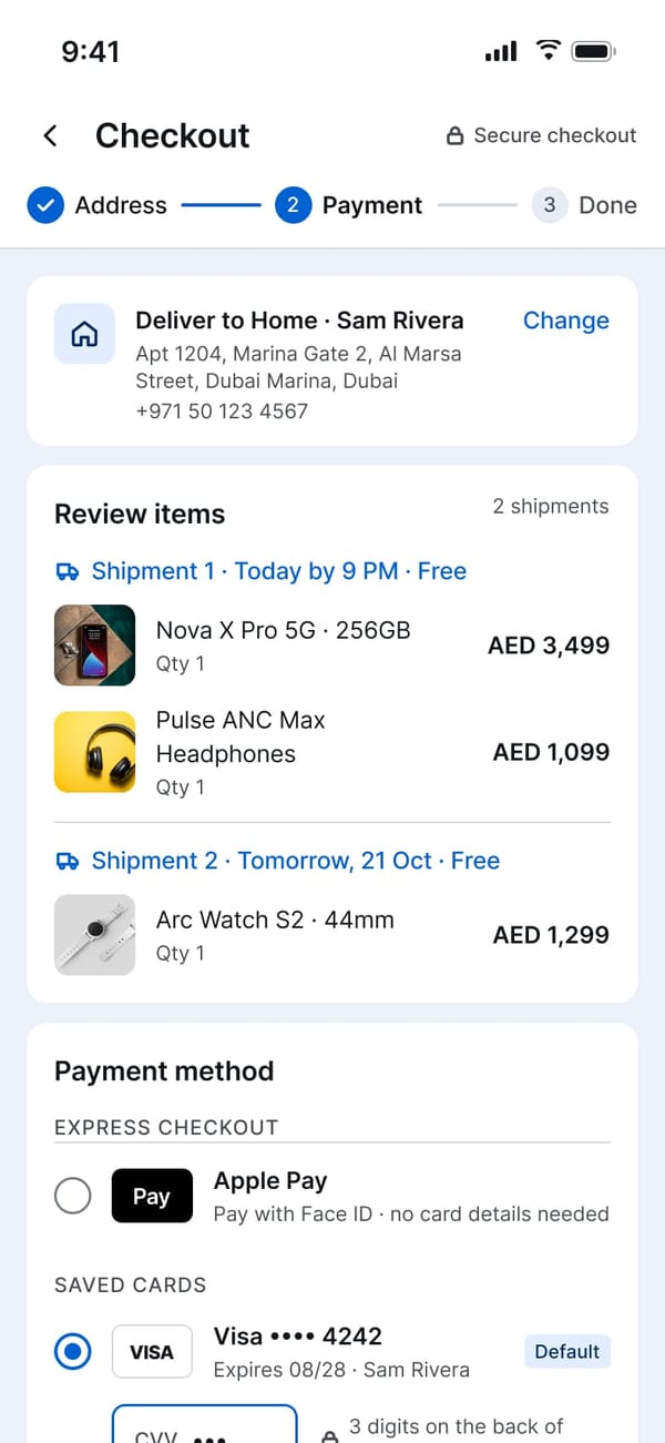 Tekvo: Checkout and pay