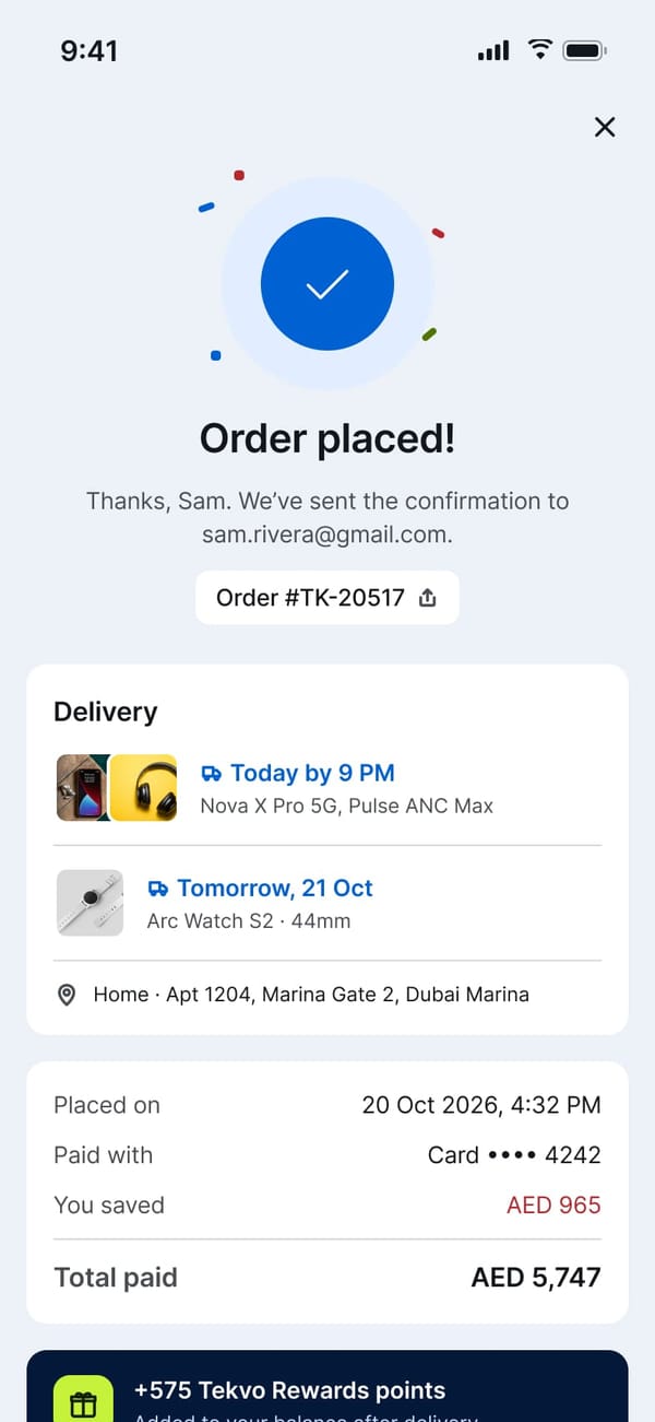 Tekvo: Checkout and pay