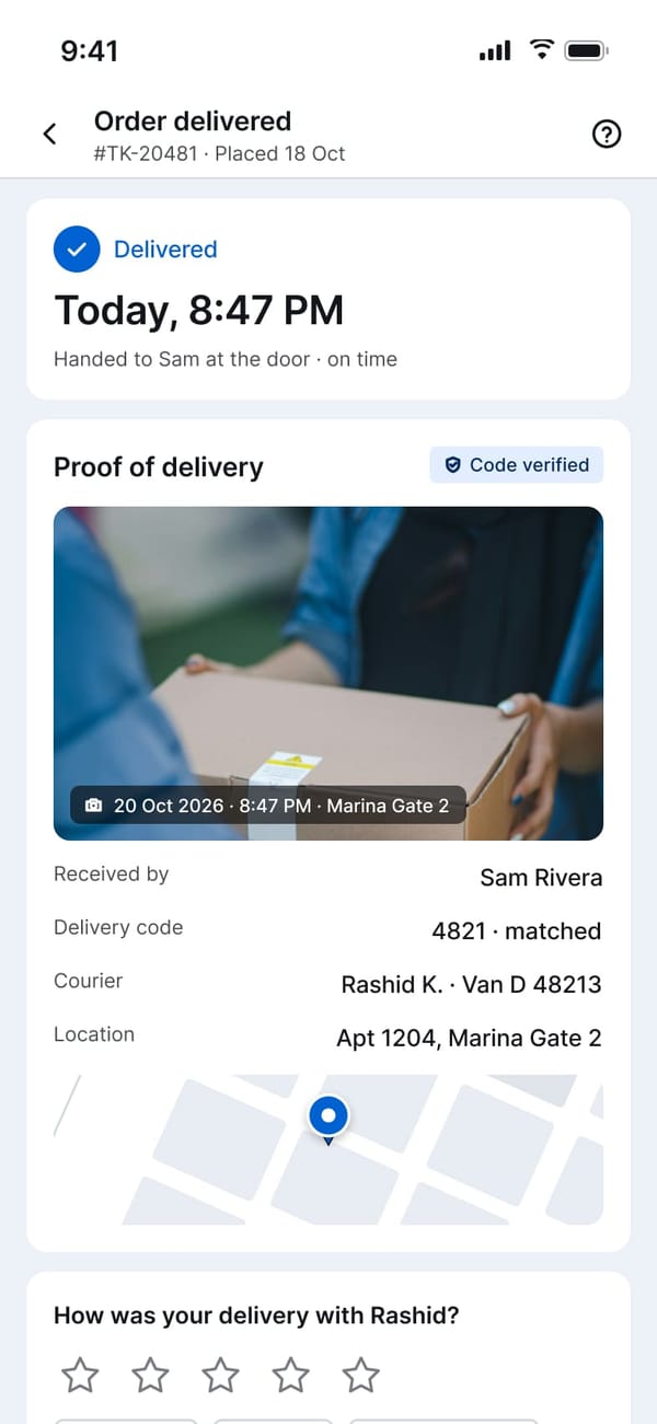 Tekvo: Collect payment and prove delivery