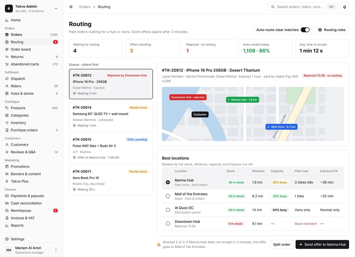 Tekvo: Route to the best location