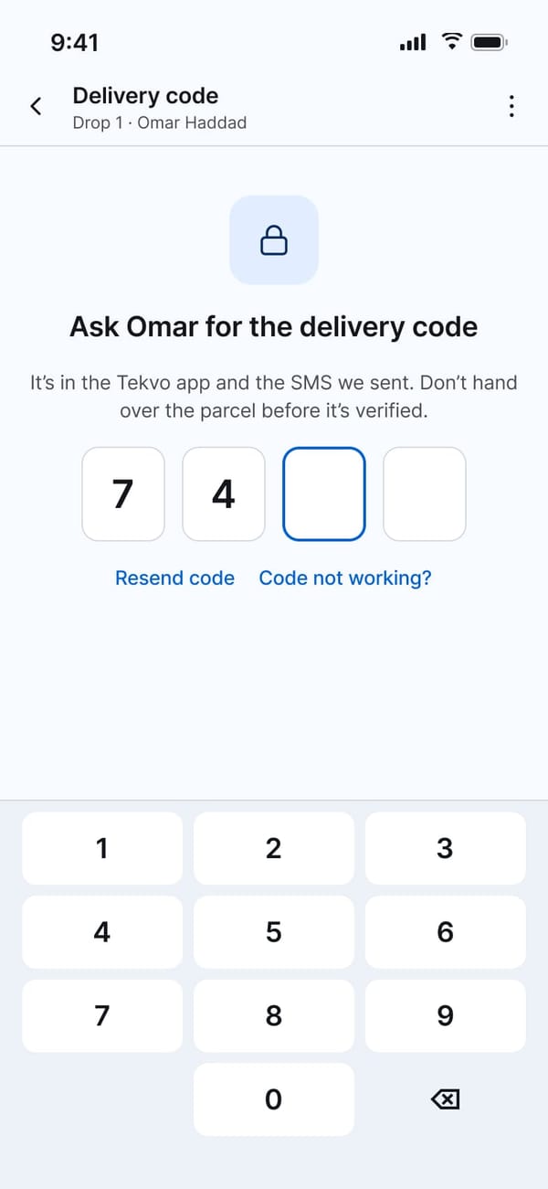 Tekvo: Track it, hand it over with a code