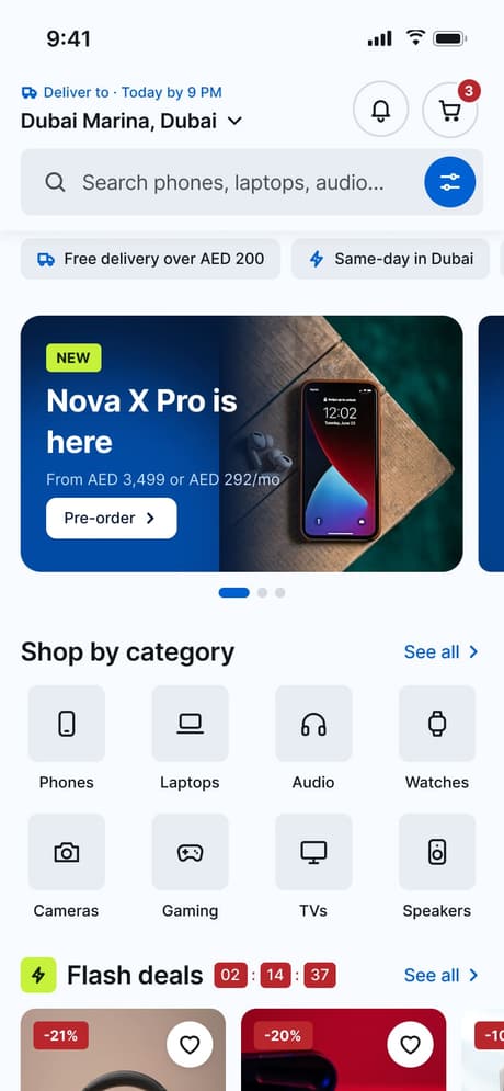 Tekvo Customer app: 09 · Home