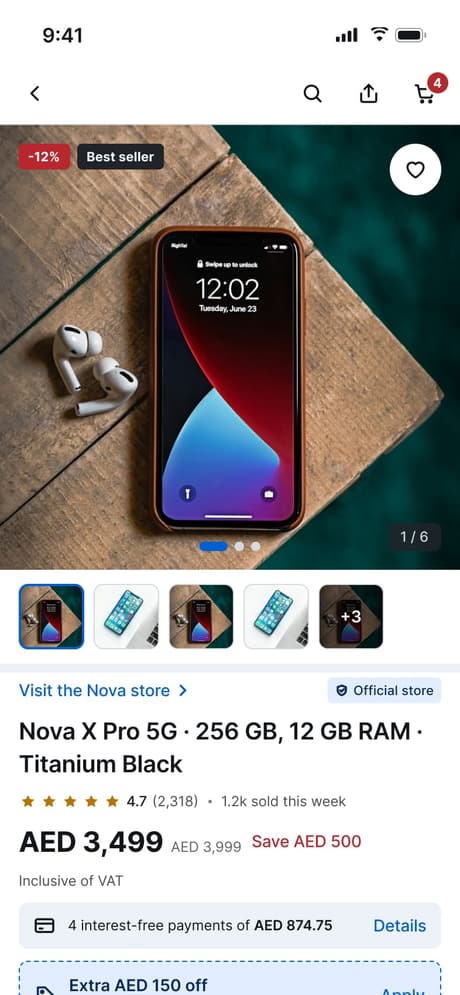 Tekvo Customer app: 14b · Product details · Added