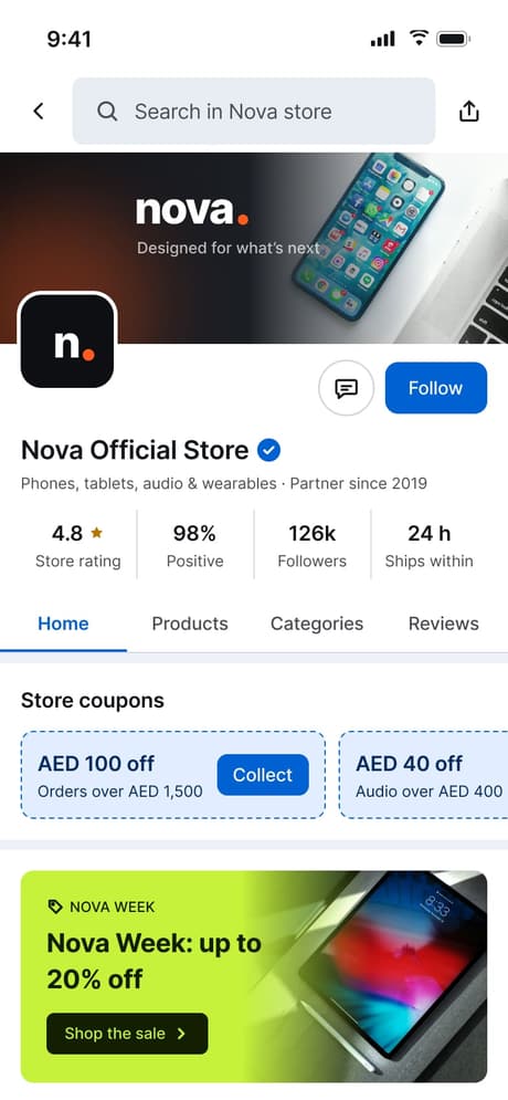 Tekvo Customer app: 16 · Nova Store