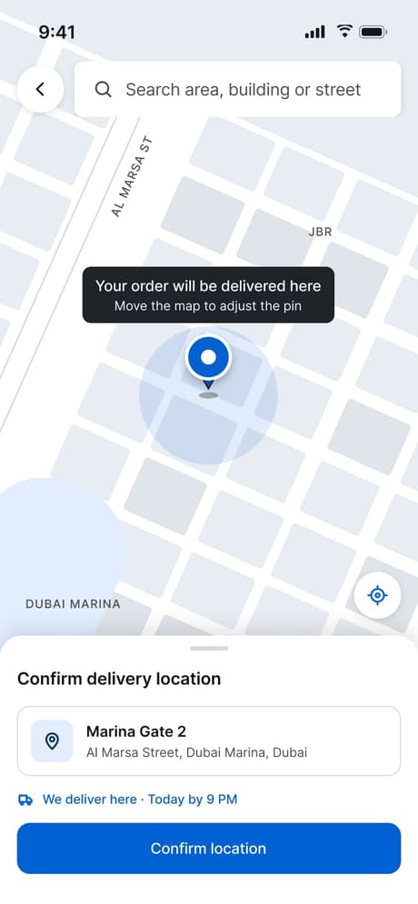 Tekvo Customer app: 18 · Pick location