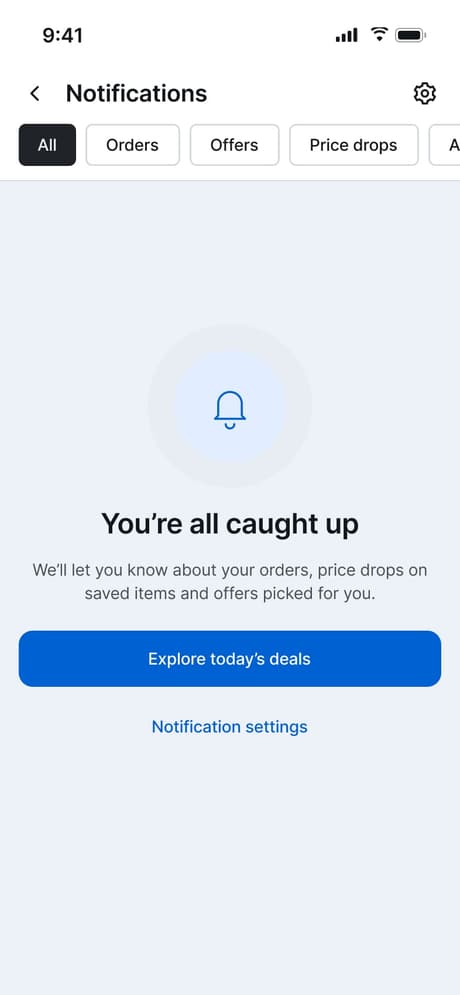 Tekvo Customer app: 29b · Notifications · Empty
