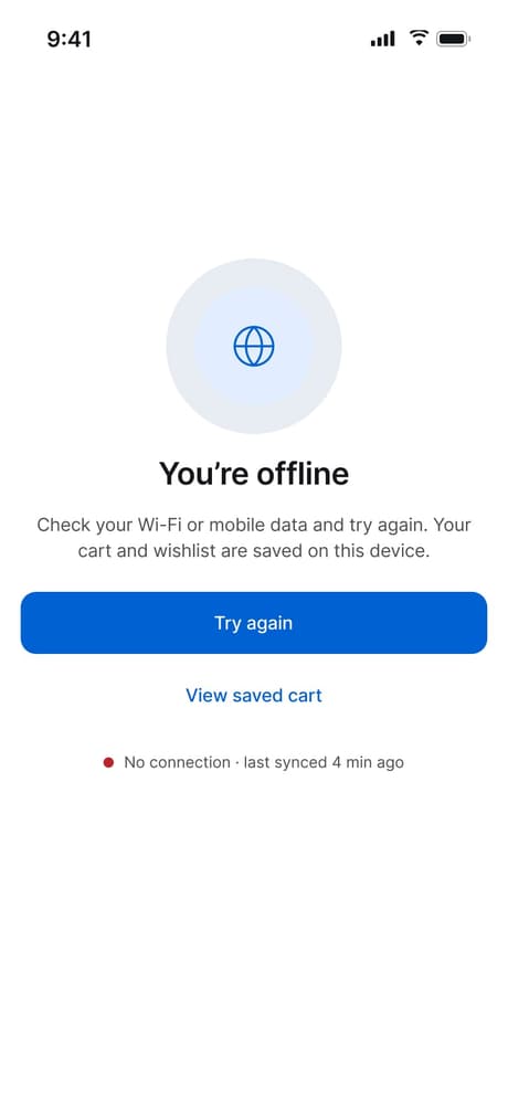 Tekvo Customer app: 37c · No internet