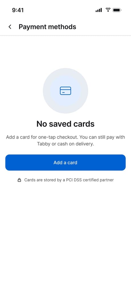Tekvo Customer app: 37i · No payment methods