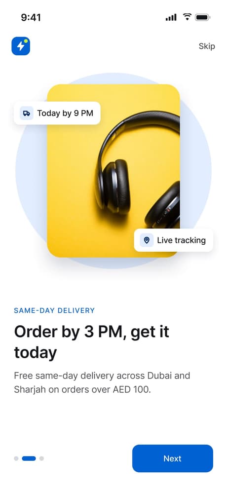 Tekvo Customer app: 39b · Onboarding · Fast