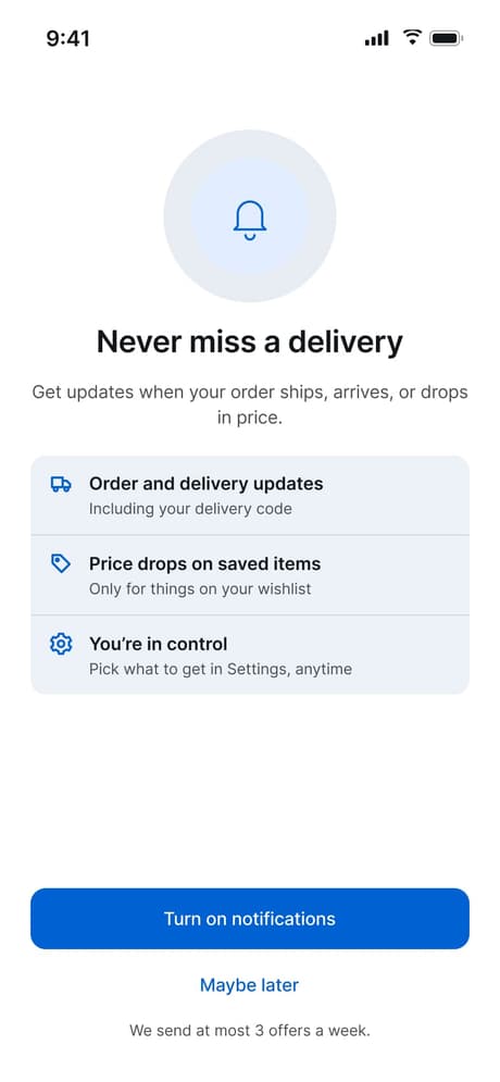 Tekvo Customer app: 39f · Notification permission
