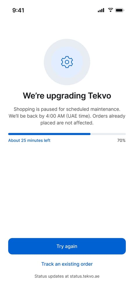 Tekvo Customer app: 41c · Maintenance