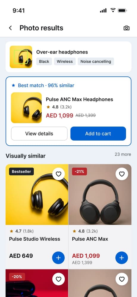 Tekvo Customer app: 43b · Photo results