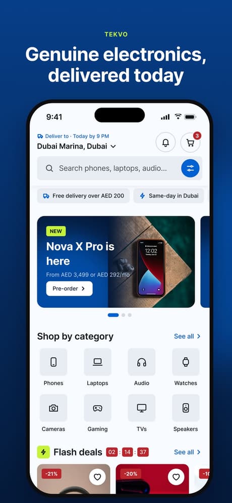Tekvo store: App Store · 6.9in · 01