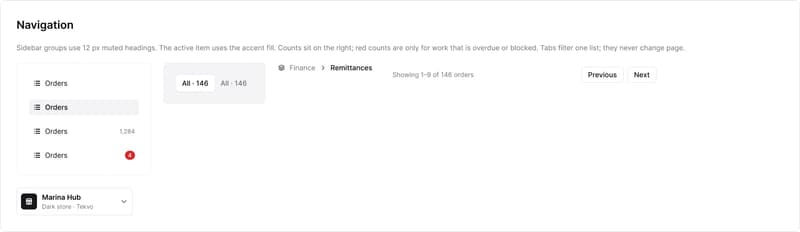 Tekvo Web components: Navigation