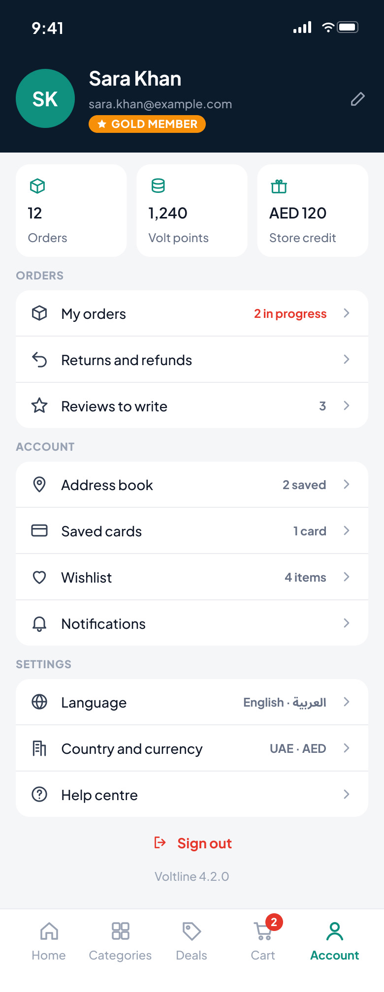 Voltline: Account